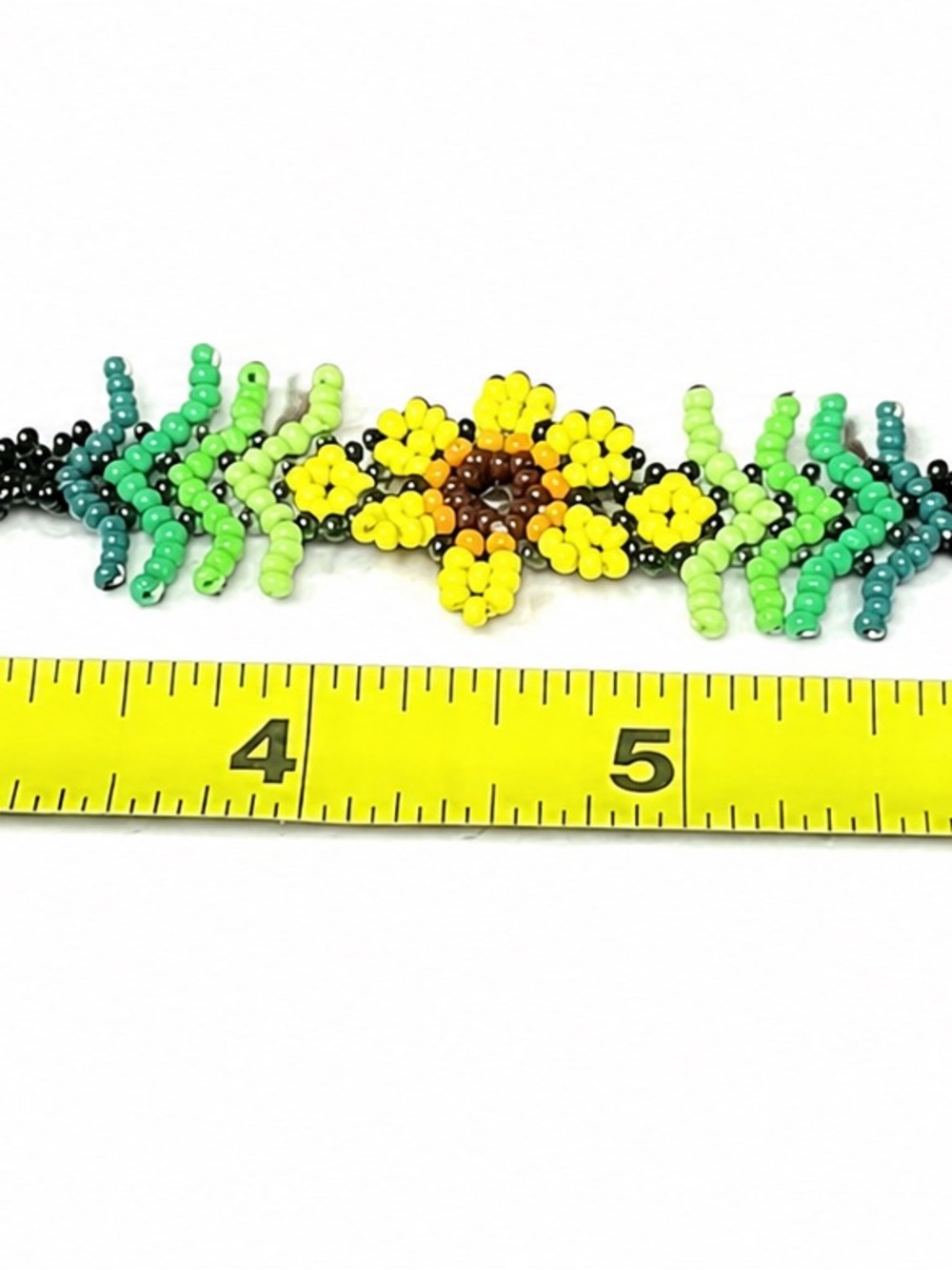 Handmade Yellow Floral Beaded Bracelet - Women's Accessory